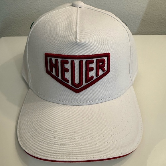TAG HEUER Watch White Embroidered “HUER” Logo Cap Hat Adjustable Rare New
